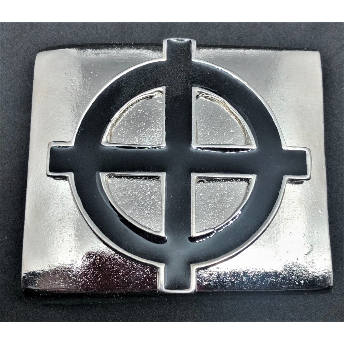 Lacquered Gunmetal Celtic Cross Maltese Symbol Belt Buckle to fix to own belt. 