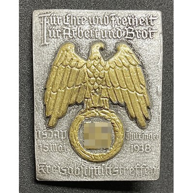 NSDAP Badge - District Section Meeting in Thuringia May 5, 1938 "For honor and freedom - For work and bread"