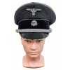 Waffen SS Generals Visor Cap (Black with Silver Piping)