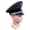 Waffen SS Generals Visor Cap (Black with Silver Piping)
