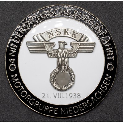 NSKK Plakette - "Motorgruppe Niedersachsen 4." Niedersächsische Burgenfahrt 21.8.1938