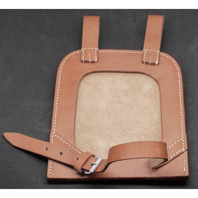 Straight Shovel Cover with Solid Back in Brown Leather