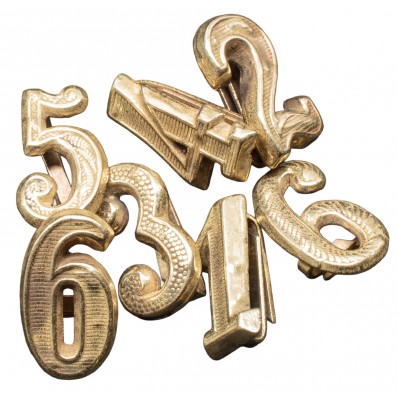 Gold Metal Numbers for German WWII Shoulder Boards